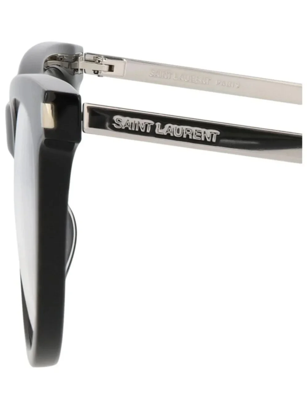 New Saint Laurent Women's Eyeglasses Cat Eye Acetate Frame Black Silver